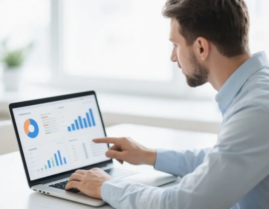 Professional user reviewing data insights