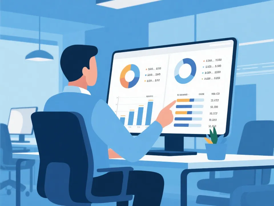 Analyst reviewing historical data illustration